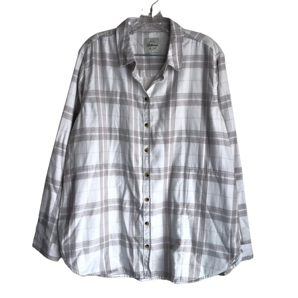 Jachs Women's Girlfriend Flannel Shirt Size XL Plaid Long Sleeve Rayon Blend